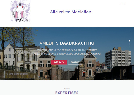 Amedi - Alle zaken Mediation<br />
WordPress Thema: OnePress, responsive, maßgefertigter Code